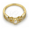 Oro Laminado Multi Stone Ring, Gold Filled Style with White Cubic Zirconia and White Micro Pave, Polished, Golden Finish, 01.99.0084.08 (Size 8)