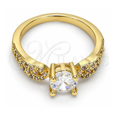 Oro Laminado Multi Stone Ring, Gold Filled Style with White Cubic Zirconia and White Micro Pave, Polished, Golden Finish, 01.99.0087.08 (Size 8)