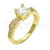 Oro Laminado Multi Stone Ring, Gold Filled Style with White Cubic Zirconia and White Micro Pave, Polished, Golden Finish, 01.99.0087.09 (Size 9)