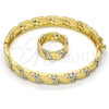 Oro Laminado Set Bangle, Gold Filled Style Infinite Design, Diamond Cutting Finish, Two Tone, 13.99.0001.05.09 (09 MM Thickness, Size 5 (2.50 Diameter))
