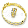 Oro Laminado Set Bangle, Gold Filled Style Diamond Cutting Finish, Two Tone, 13.99.0002.05.08 (09 MM Thickness, Size 5 (2.50 Diameter))