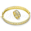 Oro Laminado Set Bangle, Gold Filled Style Diamond Cutting Finish, Two Tone, 13.99.0002.05.08 (09 MM Thickness, Size 5 (2.50 Diameter))