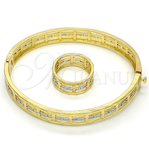 Oro Laminado Set Bangle, Gold Filled Style Diamond Cutting Finish, Two Tone, 13.99.0004.05.07 (09 MM Thickness, Size 7 (3.00 Diameter))
