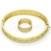 Oro Laminado Set Bangle, Gold Filled Style Diamond Cutting Finish, Two Tone, 13.99.0004.05.09 (09 MM Thickness, Size 5 (2.50 Diameter))