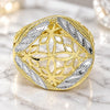 Oro Laminado Elegant Ring, Gold Filled Style Flower Design, Diamond Cutting Finish, Two Tone, 01.99.0096.08 (Size 8)