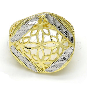 Gold Filled Ring — Elegant Ring Flower Design Diamond Cutting Two Tone — main product view — SKU 110388 | Oro Laminado anillo — Elegant Ring flor diseño Diamond Cutting Two Tone — SKU 110388