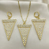 Oro Laminado Earring and Pendant Adult Set, Gold Filled Style with White Crystal and Ivory Pearl, Polished, Golden Finish, 10.99.0009