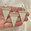 Oro Laminado Earring and Pendant Adult Set, Gold Filled Style with White Crystal and Ivory Pearl, Polished, Golden Finish, 10.99.0009