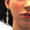 Oro Laminado Earring and Pendant Adult Set, Gold Filled Style Twist Design, with White Crystal, Polished, Golden Finish, 10.99.0010