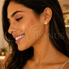 Sterling Silver Stud Earring, with White Swarovski Crystals, Polished, Golden Finish, 02.174.0039.2