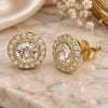 Sterling Silver Stud Earring, with White Swarovski Crystals, Polished, Golden Finish, 02.174.0039.2