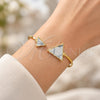 Oro Laminado Individual Bangle, Gold Filled Style with White Mother of Pearl, Polished, Golden Finish, 07.263.0004.2 (02 MM Thickness, One size fits all)