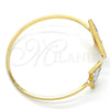 Oro Laminado Individual Bangle, Gold Filled Style with White Mother of Pearl, Polished, Golden Finish, 07.263.0004.2 (02 MM Thickness, One size fits all)