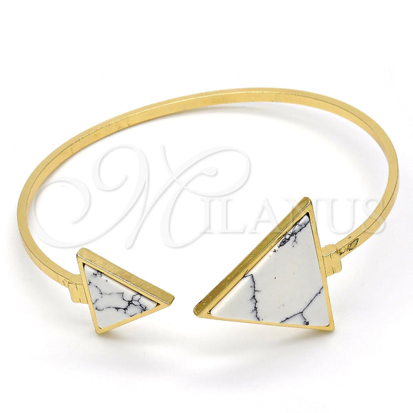 Gold Plated Jewelry — Individual Bangle with White Mother of Pearl Polished — main product view — SKU 110448 | Chapa de Oro joyería — Individual Bangle with blanco Mother of Pearl pulido — SKU 110448