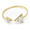 Oro Laminado Individual Bangle, Gold Filled Style with White Mother of Pearl, Polished, Golden Finish, 07.263.0004.2 (02 MM Thickness, One size fits all)