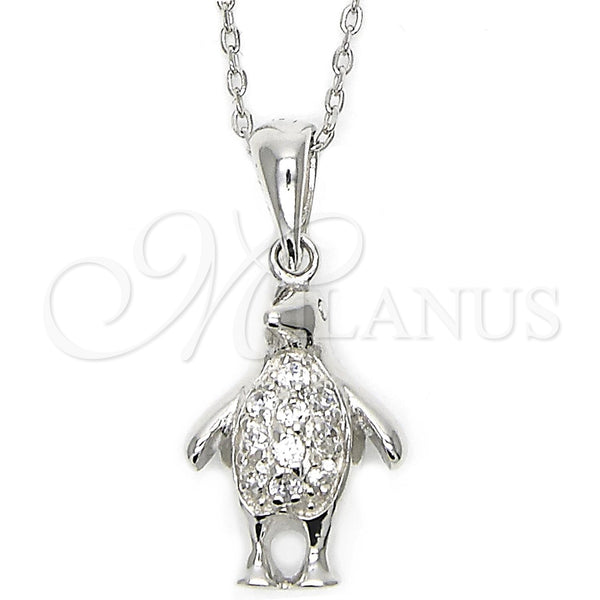 Sterling Silver Fancy Necklace, with White Cubic Zirconia, Polished, Silver Finish, 10.174.0156.18 (18 Inches Length)