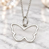 Sterling Silver Fancy Necklace, Butterfly Design, with White Cubic Zirconia, Diamond Cutting Finish, Silver Finish, 10.174.0172.18 (18 Inches Length)