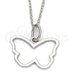 Sterling Silver Necklace — Fancy Necklace Butterfly Design with White Cubic Zirconia — main product view — SKU 110680 | Plata 925 collar — elegante Necklace Butterfly diseño with blanco Cubic Zirconia — SKU 110680