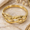 Oro Laminado Elegant Ring, Gold Filled Style Infinite Design, Diamond Cutting Finish, Golden Finish, 01.63.0553.07 (Size 7)