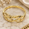 Oro Laminado Elegant Ring, Gold Filled Style Infinite Design, Diamond Cutting Finish, Golden Finish, 01.63.0553.08 (Size 8)