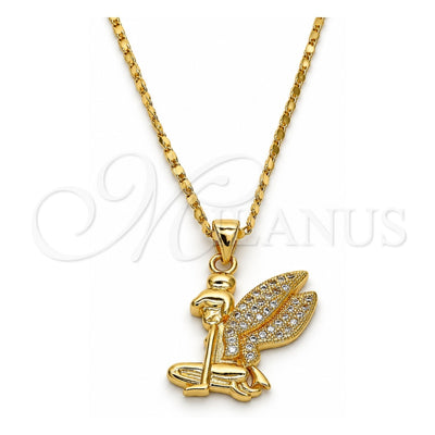 Oro Laminado Pendant Necklace, Gold Filled Style with White Micro Pave, Polished, Golden Finish, 04.156.0038.20 (02 MM Thickness, 20 Inches Length)