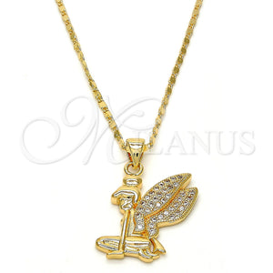 Gold Filled Necklace — Pendant Necklace with White Micro Pave Polished 04. — main product view — SKU 110717 | Oro Laminado collar — Pendant Necklace with blanco Micro Pave pulido 04. — SKU 110717