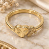 Oro Laminado Elegant Ring, Gold Filled Style Heart Design, Diamond Cutting Finish, Golden Finish, 01.63.0555.06 (Size 6)