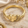 Oro Laminado Elegant Ring, Gold Filled Style Heart Design, Diamond Cutting Finish, Golden Finish, 01.63.0555.08 (Size 8)