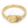 Oro Laminado Elegant Ring, Gold Filled Style Heart Design, Diamond Cutting Finish, Golden Finish, 01.63.0555.09 (Size 9)