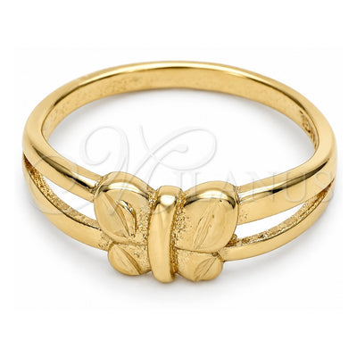 Oro Laminado Elegant Ring, Gold Filled Style Butterfly Design, Diamond Cutting Finish, Golden Finish, 01.63.0556.08 (Size 8)