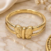 Oro Laminado Elegant Ring, Gold Filled Style Butterfly Design, Diamond Cutting Finish, Golden Finish, 01.63.0556.09 (Size 9)