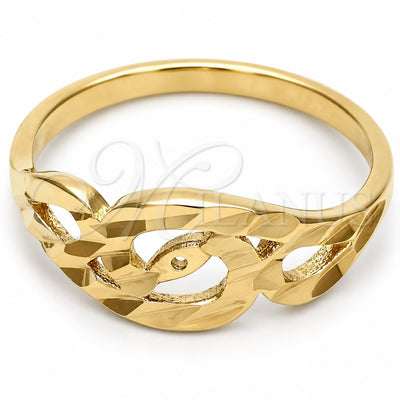 Oro Laminado Elegant Ring, Gold Filled Style Evil Eye Design, Diamond Cutting Finish, Golden Finish, 01.63.0557.06 (Size 6)