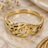 Oro Laminado Elegant Ring, Gold Filled Style Evil Eye Design, Diamond Cutting Finish, Golden Finish, 01.63.0557.08 (Size 8)