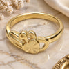 Oro Laminado Elegant Ring, Gold Filled Style Heart Design, Diamond Cutting Finish, Golden Finish, 01.63.0559.06 (Size 6)