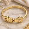 Oro Laminado Elegant Ring, Gold Filled Style Heart Design, Diamond Cutting Finish, Golden Finish, 01.63.0560.06 (Size 6)