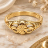 Oro Laminado Elegant Ring, Gold Filled Style Flower Design, Diamond Cutting Finish, Golden Finish, 01.63.0561.06 (Size 6)