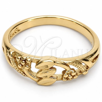 Oro Laminado Elegant Ring, Gold Filled Style Flower Design, Diamond Cutting Finish, Golden Finish, 01.63.0564.07 (Size 7)