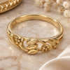 Oro Laminado Elegant Ring, Gold Filled Style Flower Design, Diamond Cutting Finish, Golden Finish, 01.63.0564.08 (Size 8)