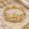 Oro Laminado Elegant Ring, Gold Filled Style Flower Design, Diamond Cutting Finish, Golden Finish, 01.63.0565.09 (Size 9)