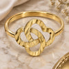 Oro Laminado Elegant Ring, Gold Filled Style Bow Design, Diamond Cutting Finish, Golden Finish, 01.63.0567.08 (Size 8)