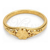Oro Laminado Elegant Ring, Gold Filled Style Flower Design, Diamond Cutting Finish, Golden Finish, 01.63.0568.08 (Size 8)