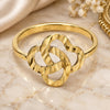 Oro Laminado Elegant Ring, Gold Filled Style Bow Design, Diamond Cutting Finish, Golden Finish, 01.63.0567.06 (Size 6)