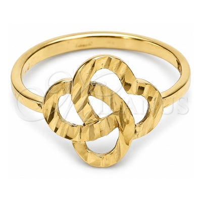Oro Laminado Elegant Ring, Gold Filled Style Bow Design, Diamond Cutting Finish, Golden Finish, 01.63.0567.06 (Size 6)