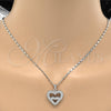 Rhodium Plated Pendant Necklace, Heart Design, with White Micro Pave, Polished, Rhodium Finish, 04.156.0031.1.20 (01 MM Thickness, 18 Inches Length)