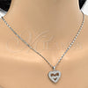 Rhodium Plated Pendant Necklace, Heart Design, with White Micro Pave, Polished, Rhodium Finish, 04.156.0031.1.20 (01 MM Thickness, 18 Inches Length)