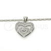 Rhodium Plated Pendant Necklace, Heart Design, with White Micro Pave, Polished, Rhodium Finish, 04.156.0031.1.20 (01 MM Thickness, 18 Inches Length)