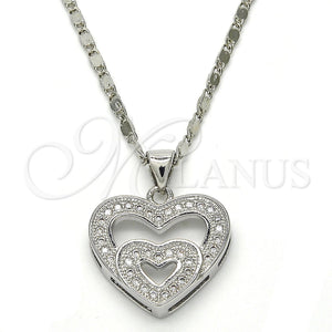 White Gold Filled Necklace — Pendant Necklace Heart Design with White Micro Pave — main product view — SKU 110807 | Oro Laminado Blanco collar — Pendant Necklace corazón diseño with blanco Micro Pave — SKU 110807