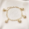 Gold Tone Charm Anklet , Rattle Charm and Elephant Design, Polished, Golden Finish, 03.63.1755.10.GT (160 Gauge, 06 MM Thickness, 10 Inches Length)