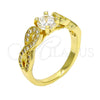 Oro Laminado Multi Stone Ring, Gold Filled Style Infinite Design, with White Cubic Zirconia and White Micro Pave, Polished, Golden Finish, 01.99.0097.07 (Size 7)