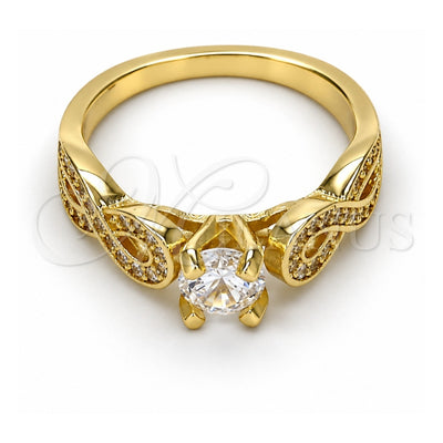 Oro Laminado Multi Stone Ring, Gold Filled Style Infinite Design, with White Cubic Zirconia and White Micro Pave, Polished, Golden Finish, 01.99.0097.08 (Size 8)